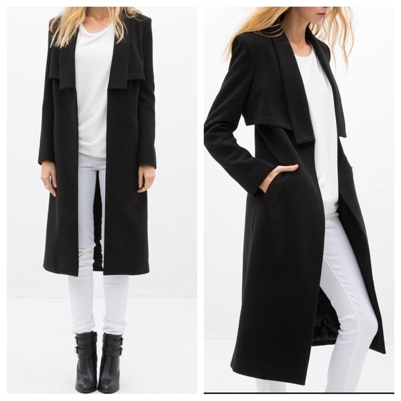 #33 Stunning Chic Black Long Coat LAST ONE - Picture 2 of 4